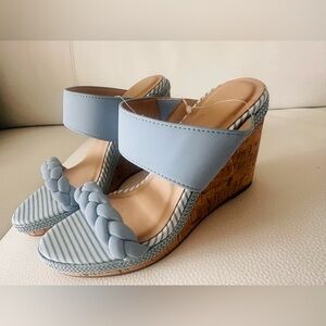 New Draper James Charlotte wedge Light Blue Sandals